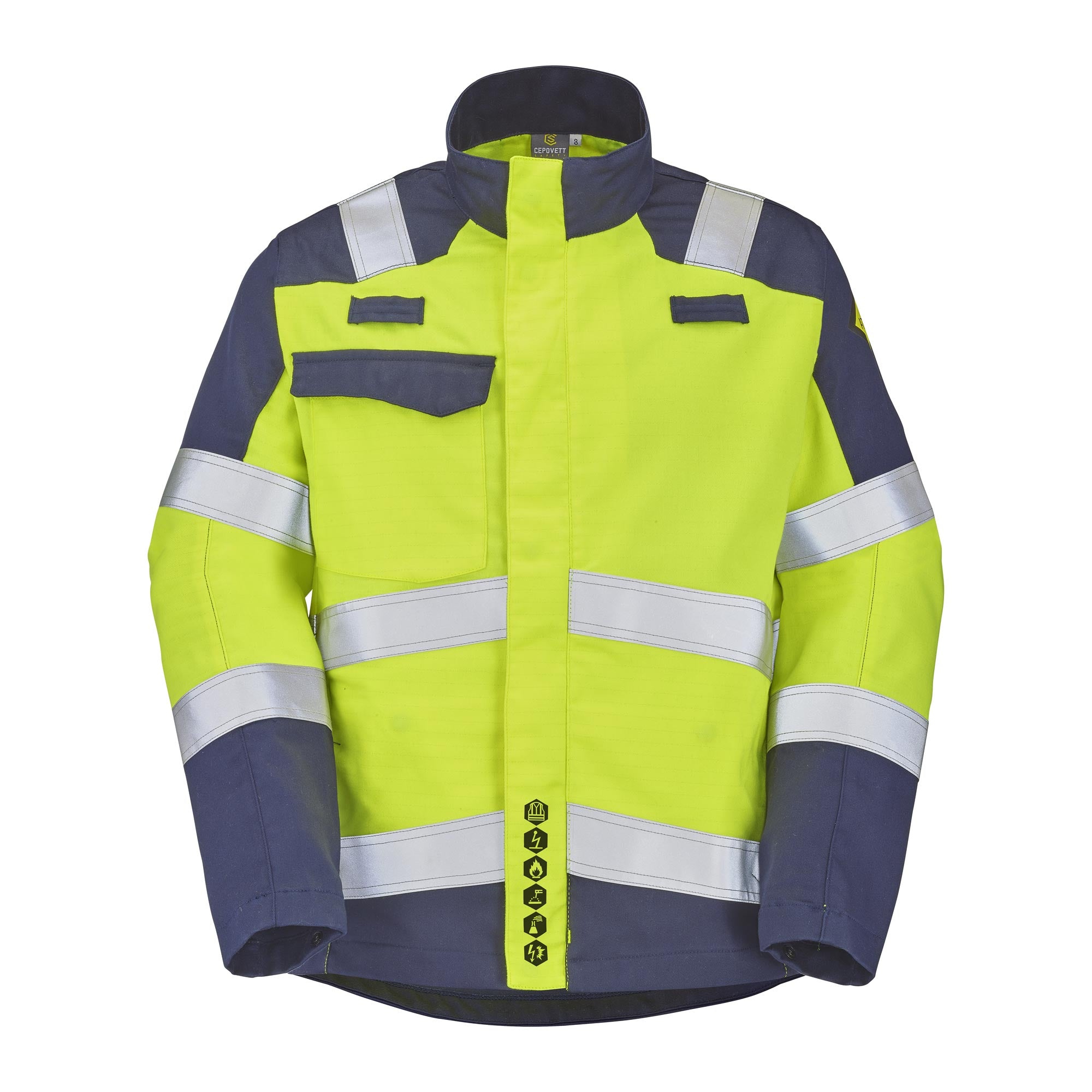 Blouson ATA PI Jaune Fluo / Bleu Marine Multirisques de la marque Cepovett Safety - Photo face