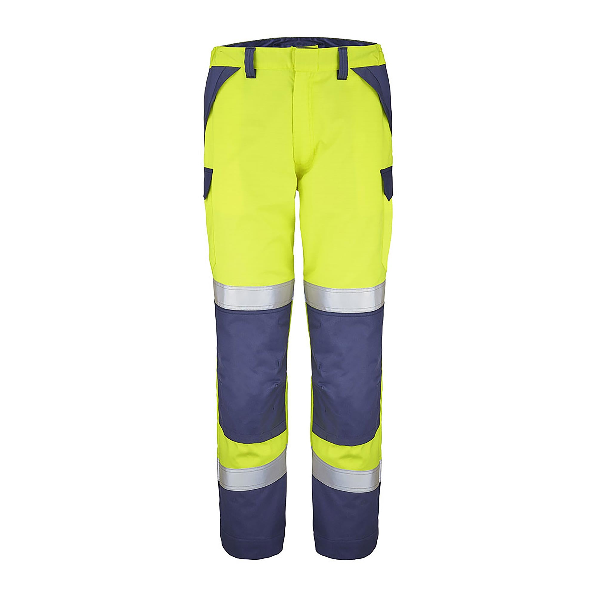 Pantalon BAYO PI Jaune Fluo / Bleu Marine Multirisques de la marque Cepovett Safety - Photo face