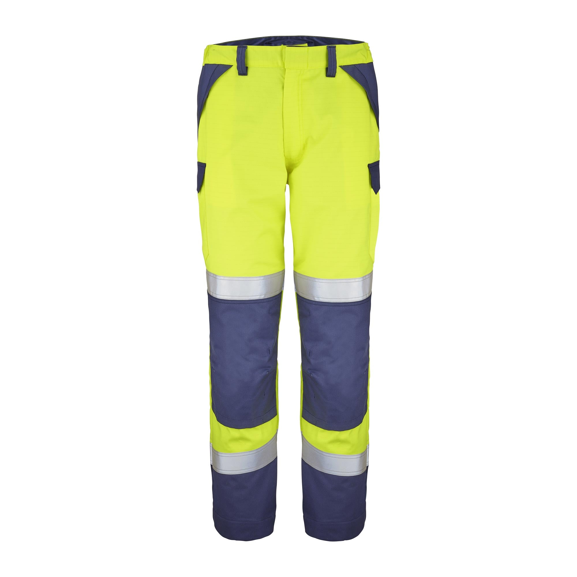 Pantalon BAYO Jaune Fluo / Bleu Marine Multirisques de la marque Cepovett Safety - Photo face