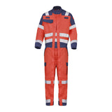 Combinaison 2 zip CONDOR Rouge Fluo / Bleu Marine Multirisques de la marque Cepovett Safety - Photo face
