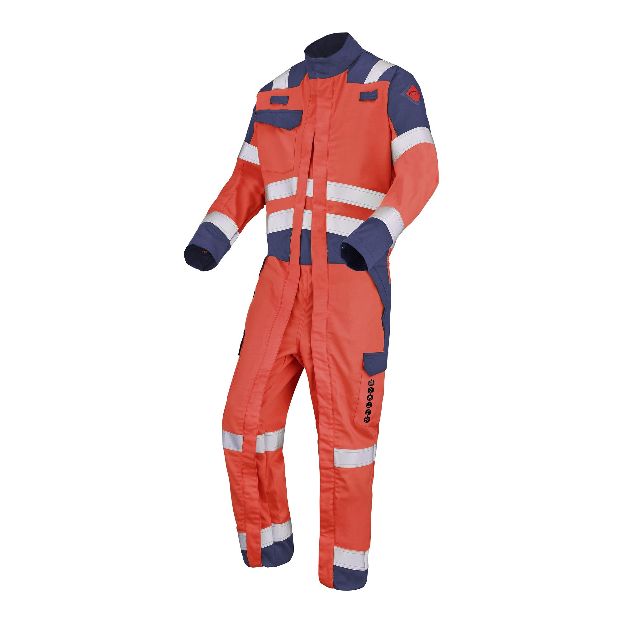 Combinaison 2 zip CONDOR Rouge Fluo / Bleu Marine Multirisques de la marque Cepovett Safety - Photo 3/4