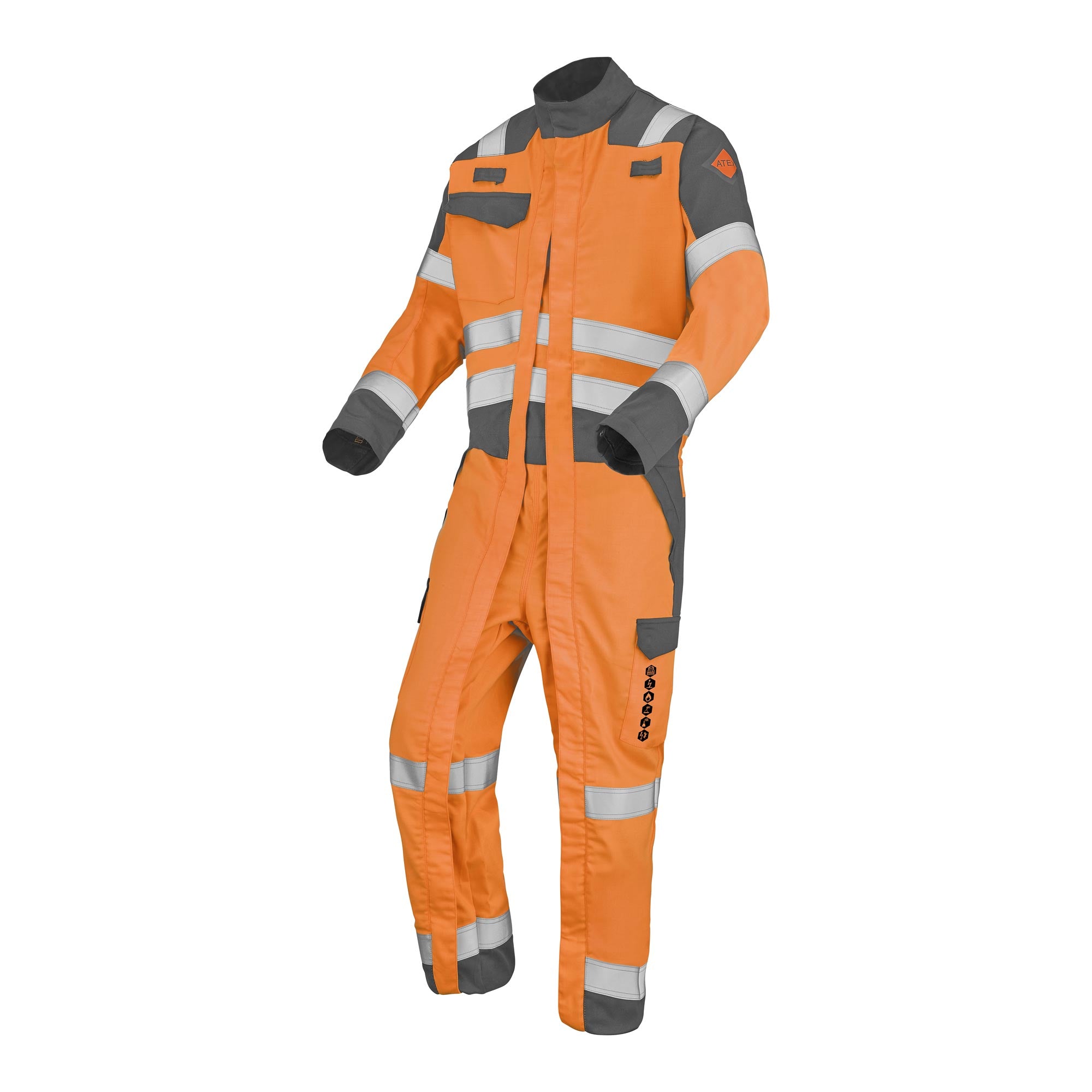Combinaison 2 zip CONDOR Orange Fluo / Gris Charcoal Multirisques de la marque Cepovett Safety - Photo 3/4