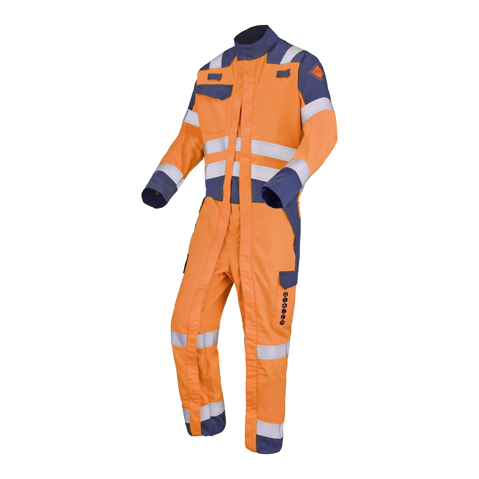 Combinaison 2 zip CONDOR Orange Fluo / Bleu Marine Multirisques de la marque Cepovett Safety - Photo 3/4