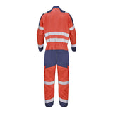 Combinaison 2 zip CONDOR Rouge Fluo / Bleu Marine Multirisques de la marque Cepovett Safety - Photo dos