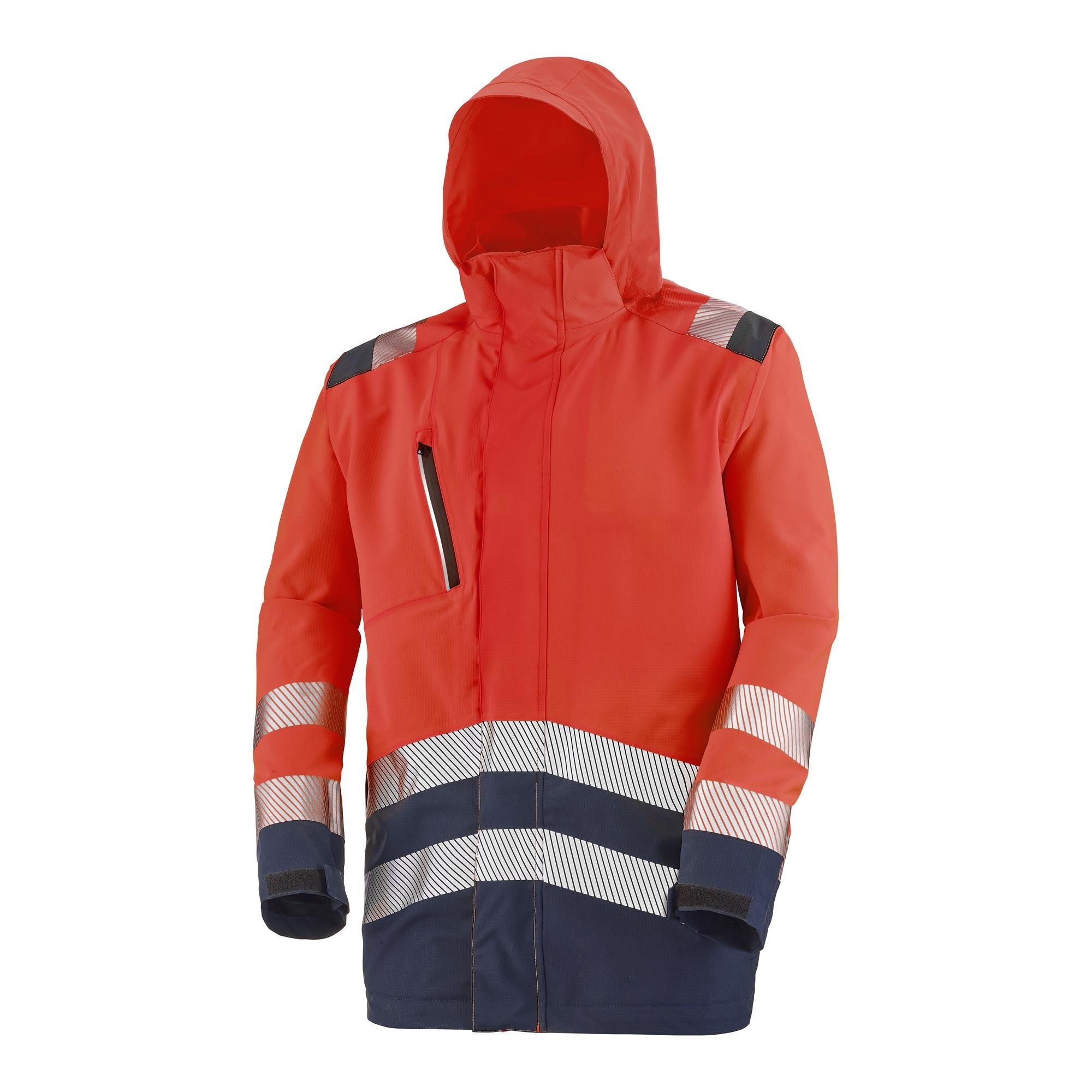 Parka coque ERWIN Rouge Fluo / Navy Haute Visibilité de la marque Cepovett Safety - Photo 3/4
