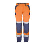 Pantalon ESCORIAL Orange Fluo / Bleu Marine Multirisques de la marque Cepovett Safety - Photo face