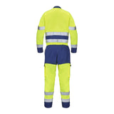 Combinaison 2 zip FLUO BASE XP Jaune Fluo / Bleu Marine Haute Visibilité de la marque Cepovett Safety - Photo dos