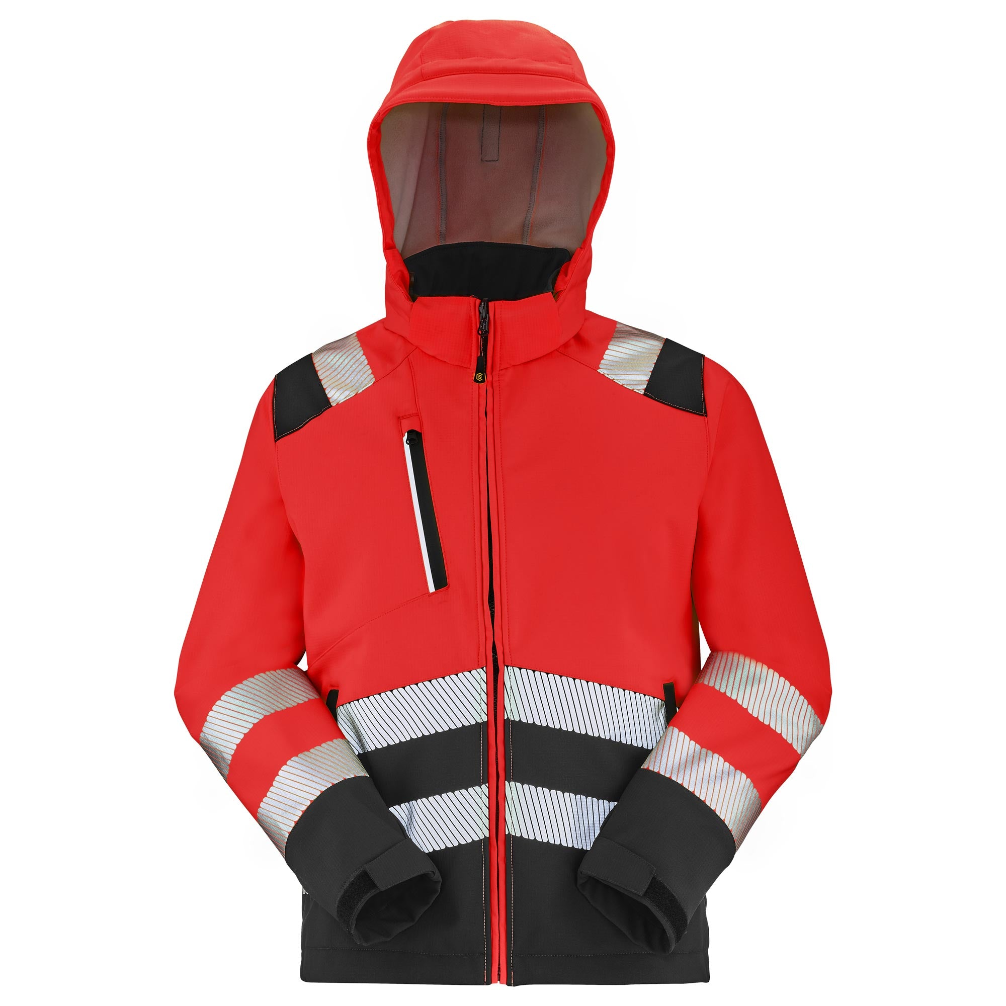 Softshell TATRAS XP PI Rouge Fluo / Noir Haute Visibilité de la marque Cepovett Safety - Photo face