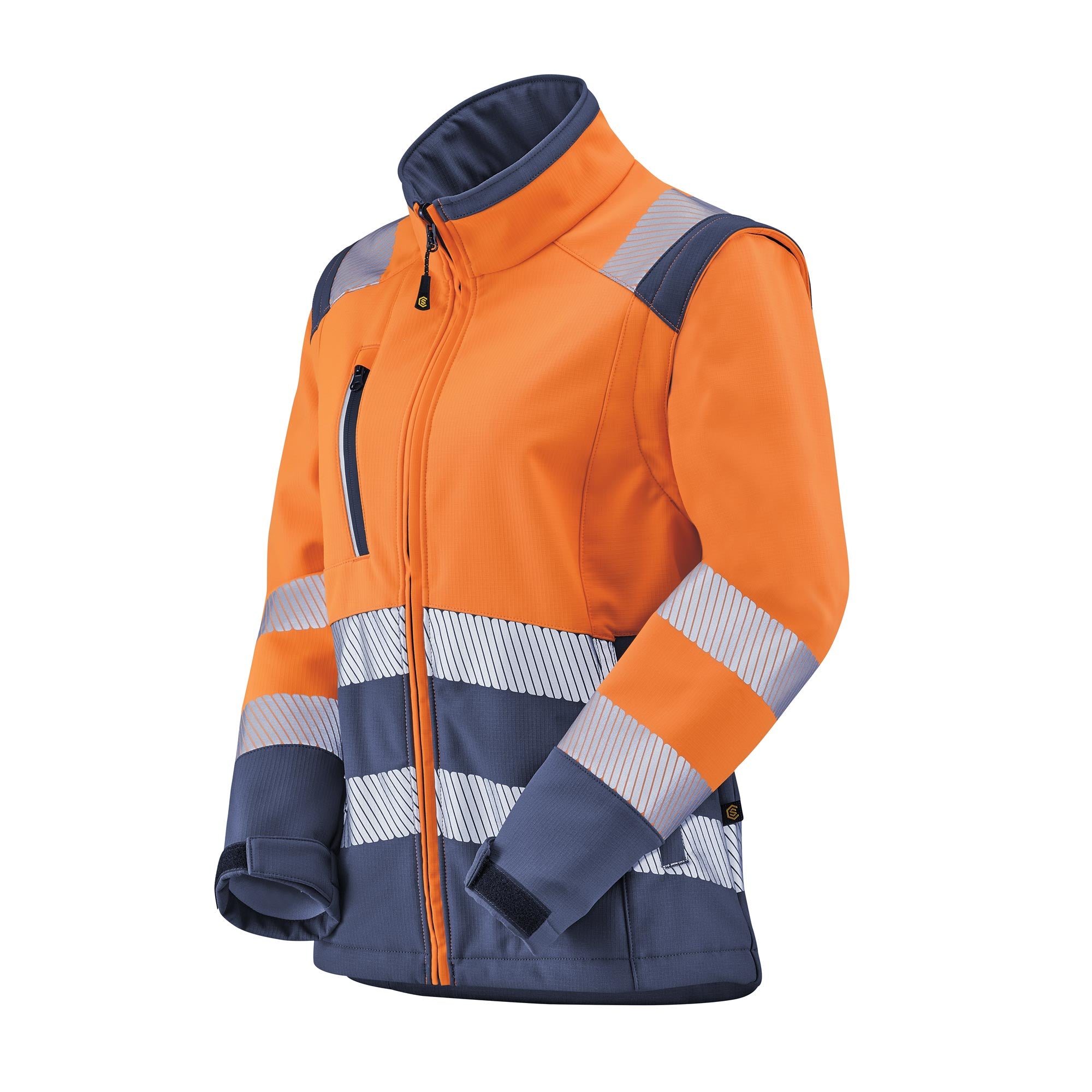 Softshell TIAN Orange Fluo / Navy Haute Visibilité de la marque Cepovett Safety - Photo 3/4