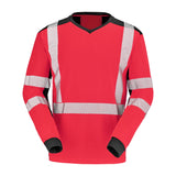 Tee-shirt BARANNI Rouge Fluo / Noir Haute Visibilité de la marque Cepovett Safety - Photo face