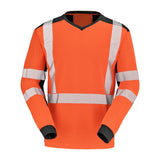 Tee-shirt BARANNI Orange Fluo / Noir Haute Visibilité de la marque Cepovett Safety - Photo face