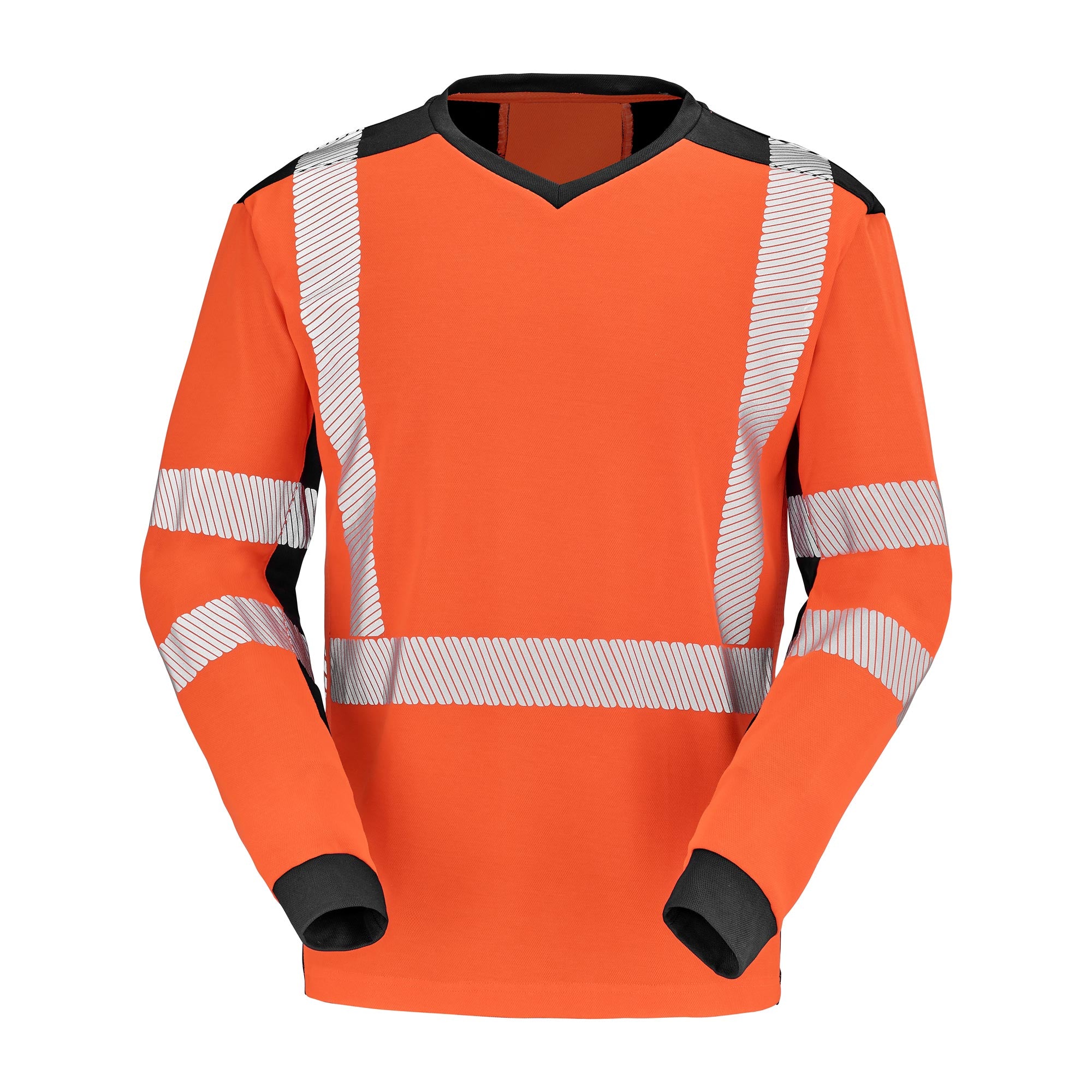 Tee-shirt BARANNI Orange Fluo / Noir Haute Visibilité de la marque Cepovett Safety - Photo face