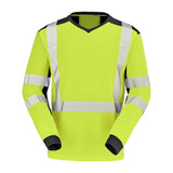 Tee-shirt BARANNI Jaune Fluo / Noir Haute Visibilité de la marque Cepovett Safety - Photo face