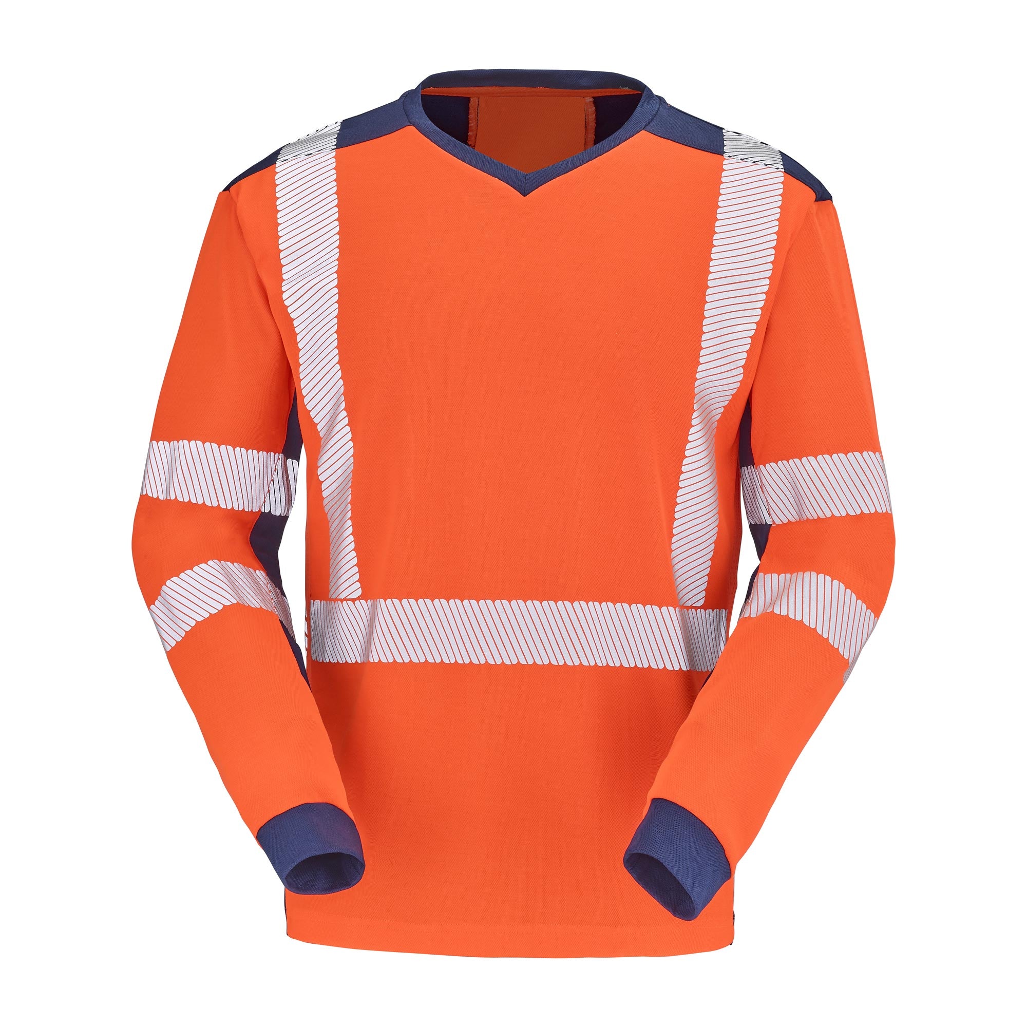 Tee-shirt CHERGUI Orange Fluo / Bleu Marine Haute Visibilité de la marque Cepovett Safety - Photo 3/4