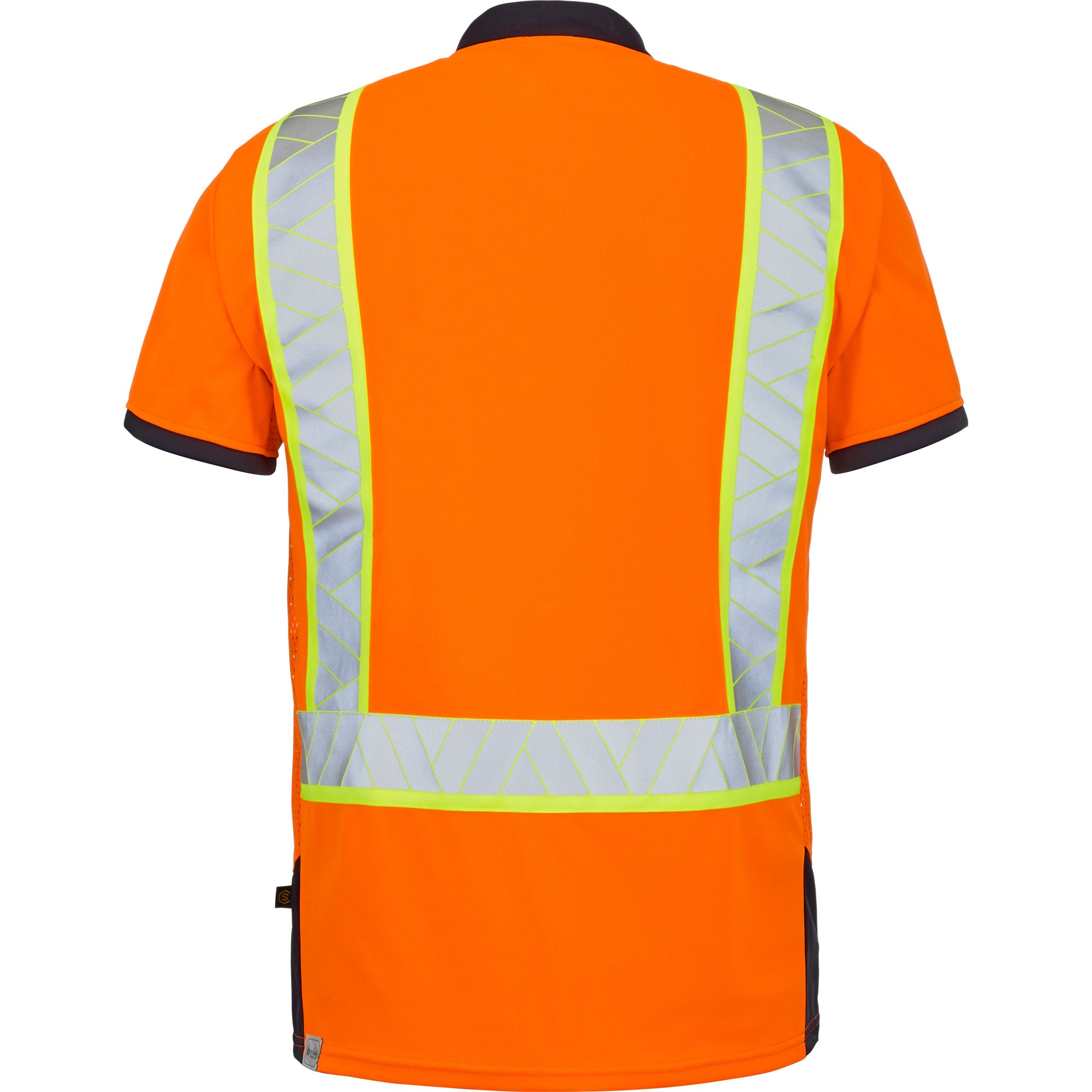 Polo CRIOS Orange Fluo / Noir Haute Visibilité de la marque Cepovett Safety - Photo dos