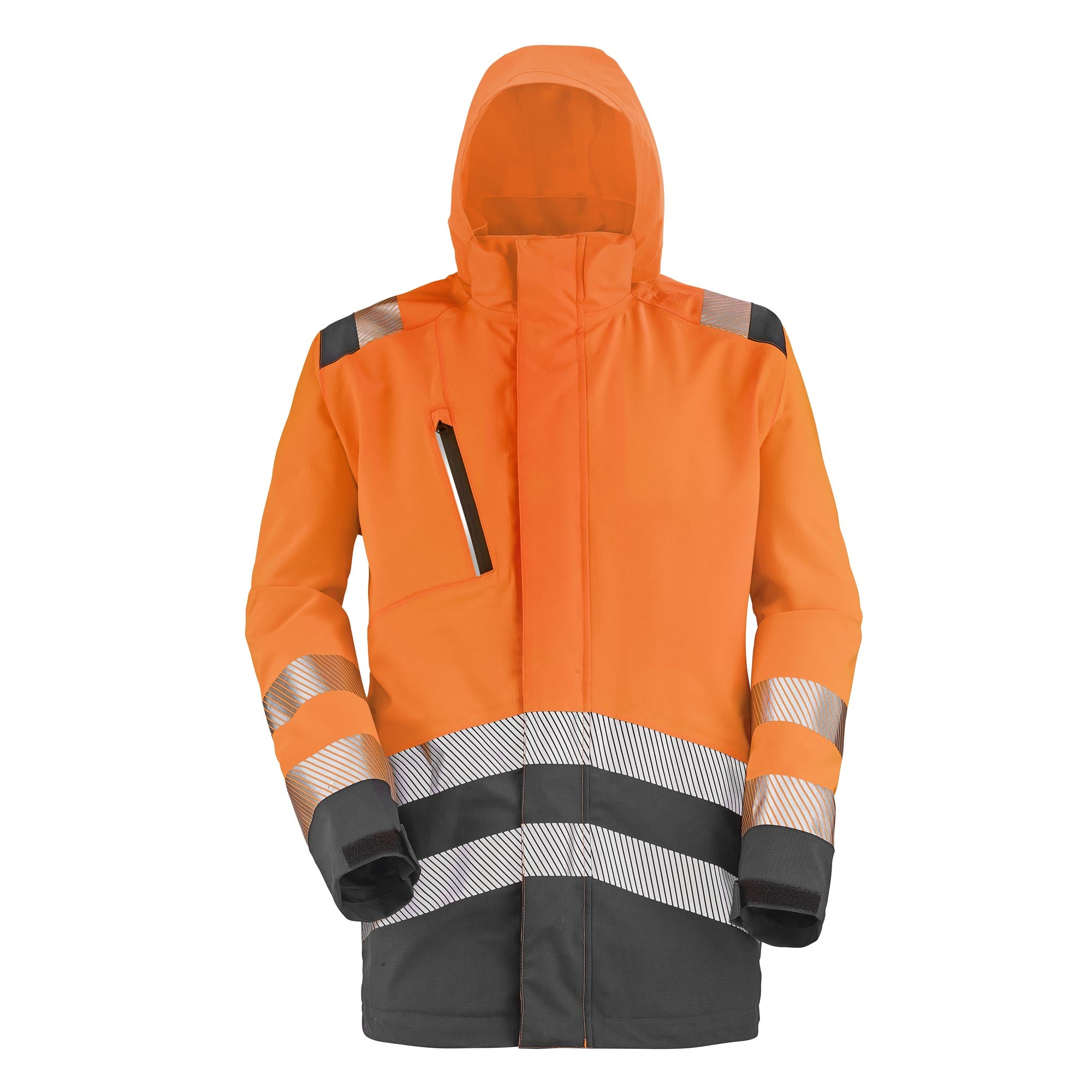 Parka coque ERWIN Orange Fluo / Gris Charcoal Haute Visibilité de la marque Cepovett Safety - Photo face