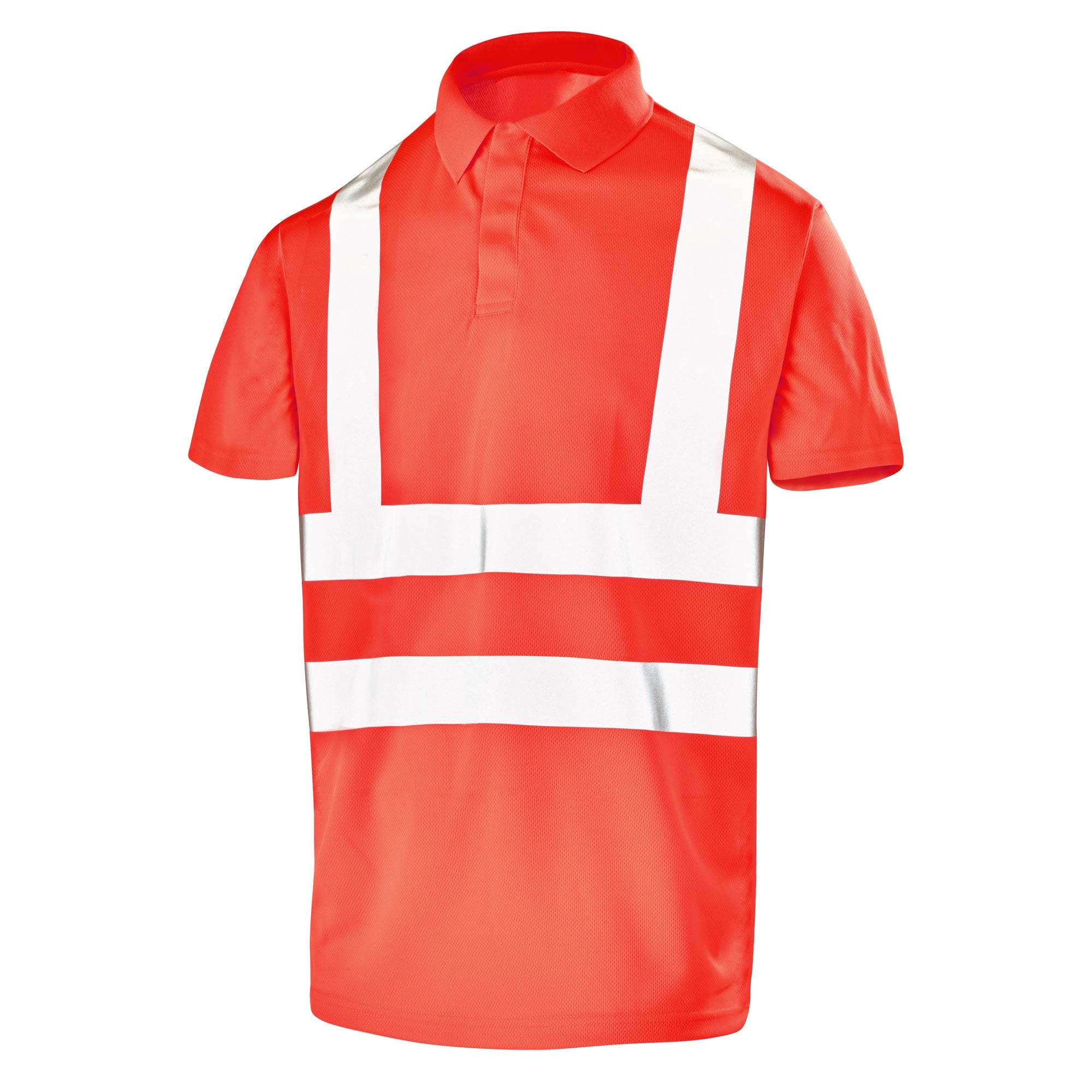 Polo manches courtes FLUO BASE 2 Rouge Fluo Haute Visibilité de la marque Cepovett Safety - Photo 3/4