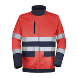 Blouson FLUO BASE XP Rouge Fluo / Dark Blue Haute Visibilité de la marque Cepovett Safety - Photo face