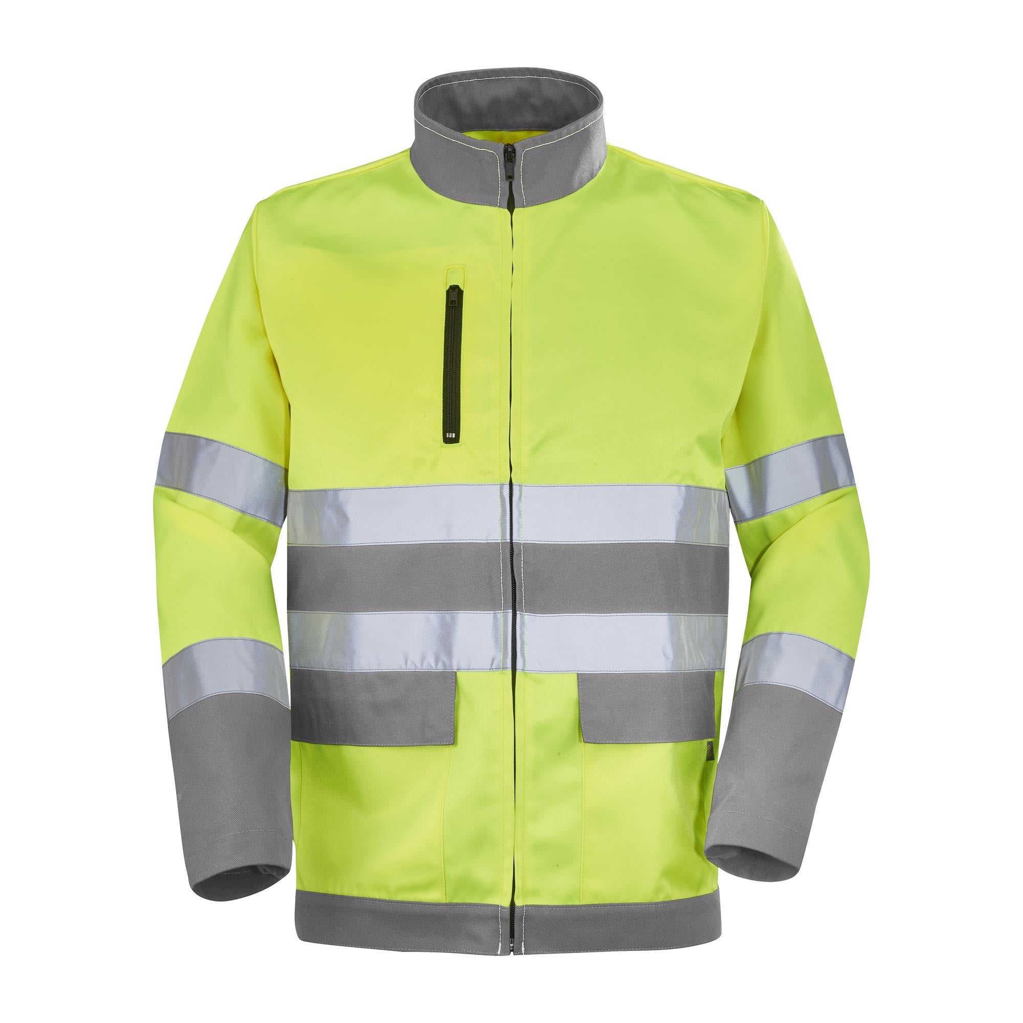 Blouson FLUO BASE XP Jaune Fluo / Gris Acier Haute Visibilité de la marque Cepovett Safety - Photo face