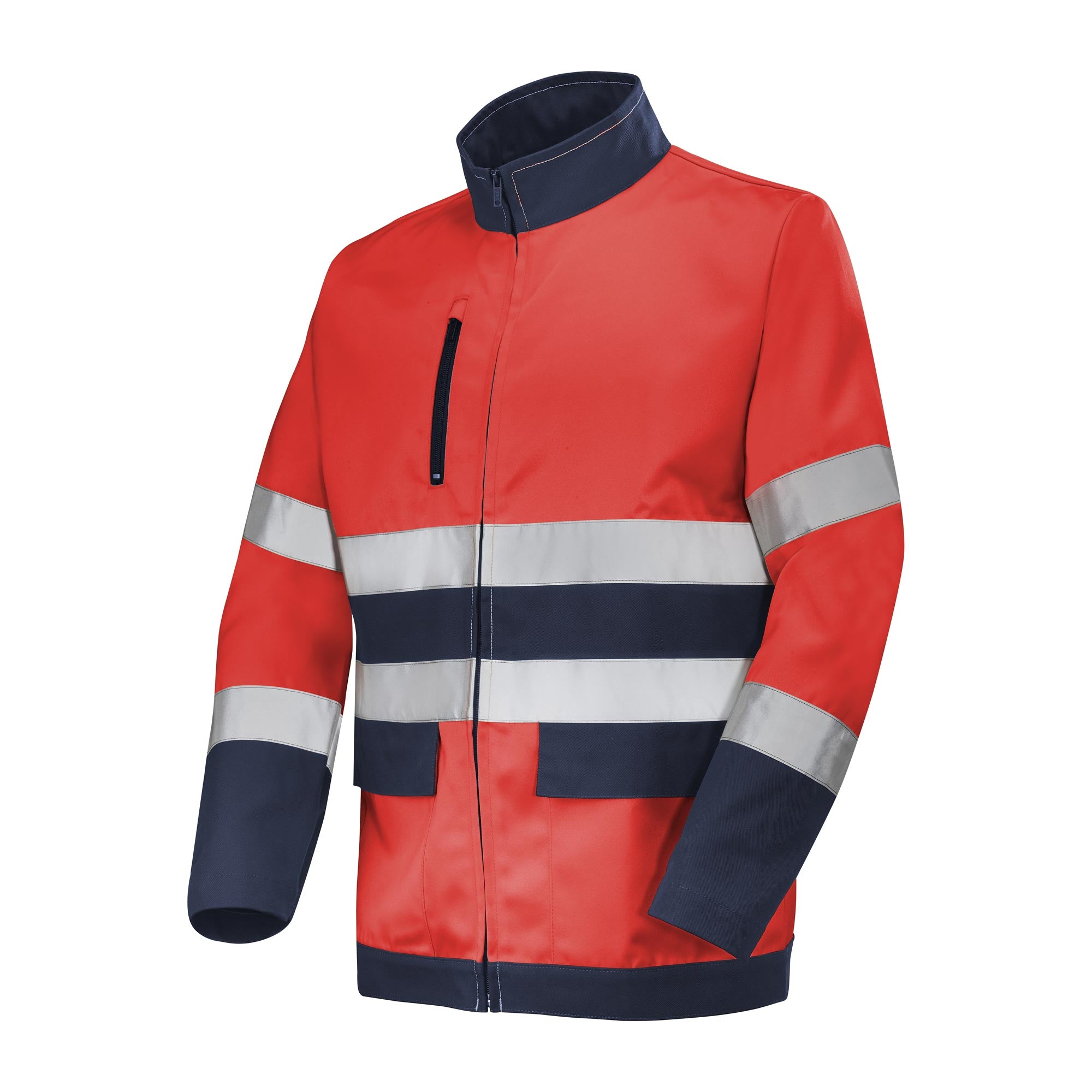Blouson FLUO BASE XP Rouge Fluo / Dark Blue Haute Visibilité de la marque Cepovett Safety - Photo 3/4