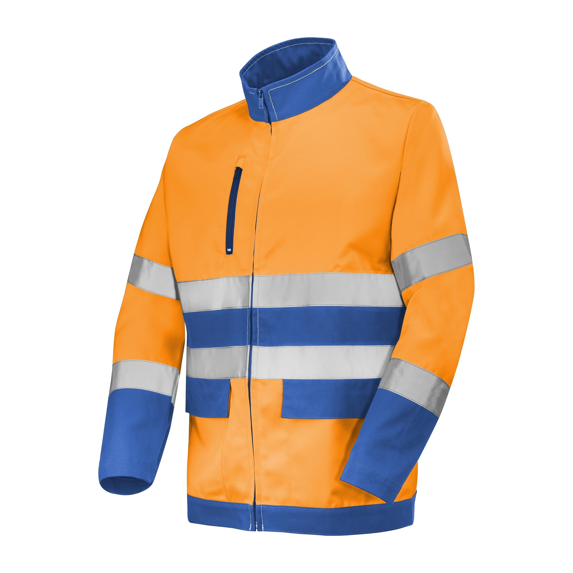 Blouson FLUO BASE XP Orange Fluo / Bleu Bugatti Haute Visibilité de la marque Cepovett Safety - Photo 3/4
