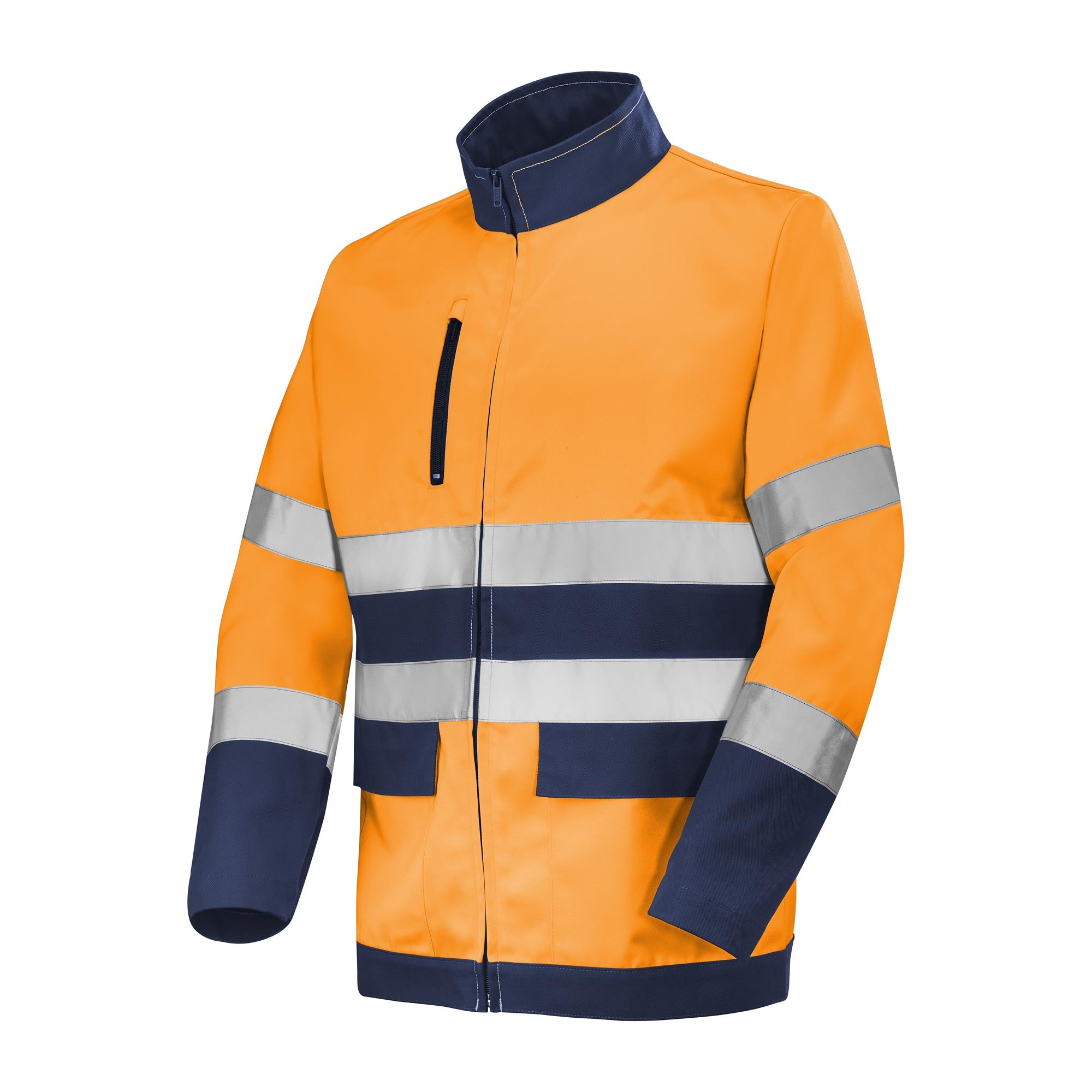 Blouson FLUO BASE XP Orange Fluo / Bleu Marine Haute Visibilité de la marque Cepovett Safety - Photo 3/4