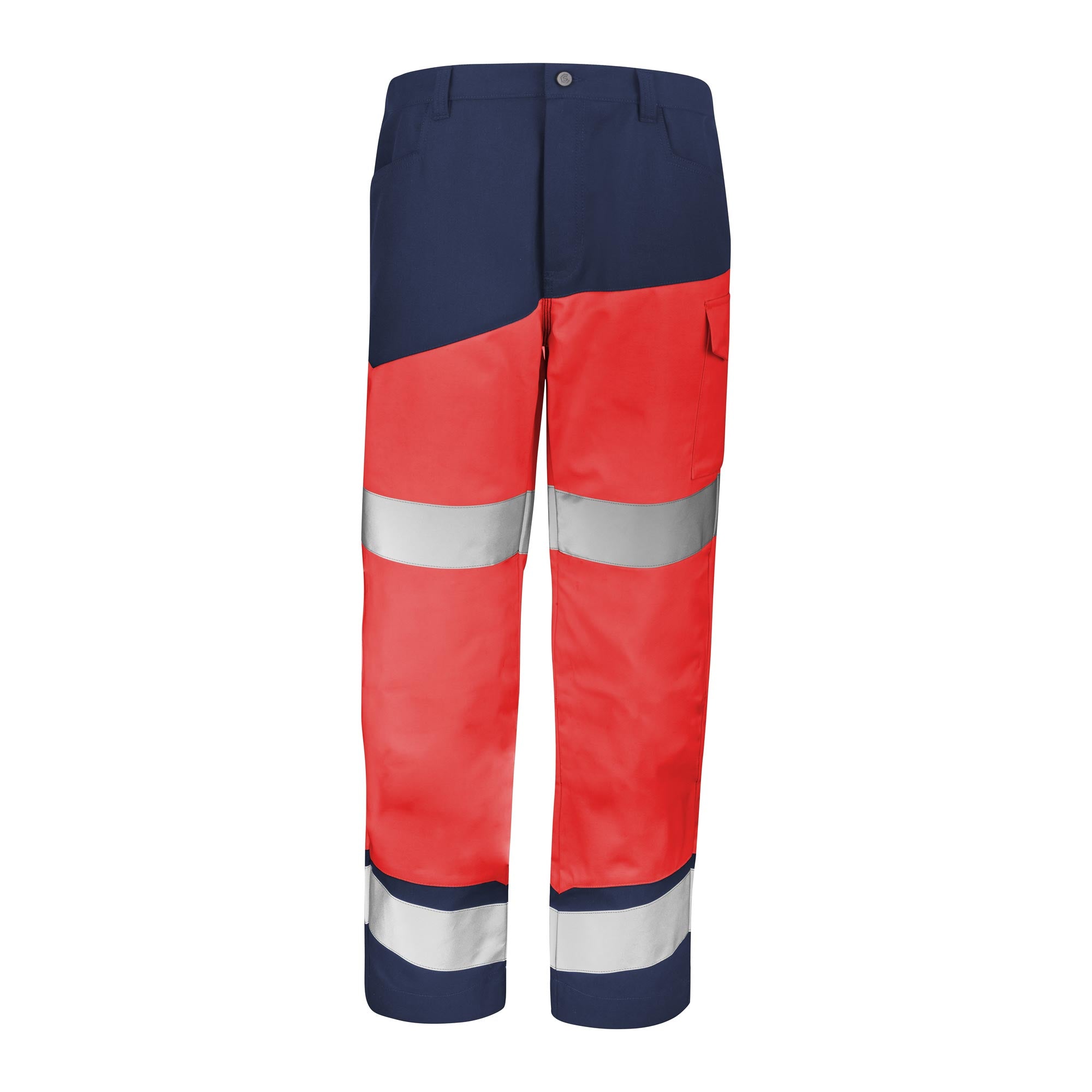 Pantalon FLUO SAFE XP Rouge Fluo / Bleu Marine Haute Visibilité de la marque Cepovett Safety - Photo face