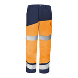 Pantalon FLUO SAFE XP Orange Fluo / Bleu Marine Haute Visibilité de la marque Cepovett Safety - Photo face