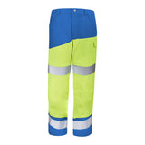 Pantalon FLUO SAFE XP Jaune Fluo / Bleu Azur Haute Visibilité de la marque Cepovett Safety - Photo face