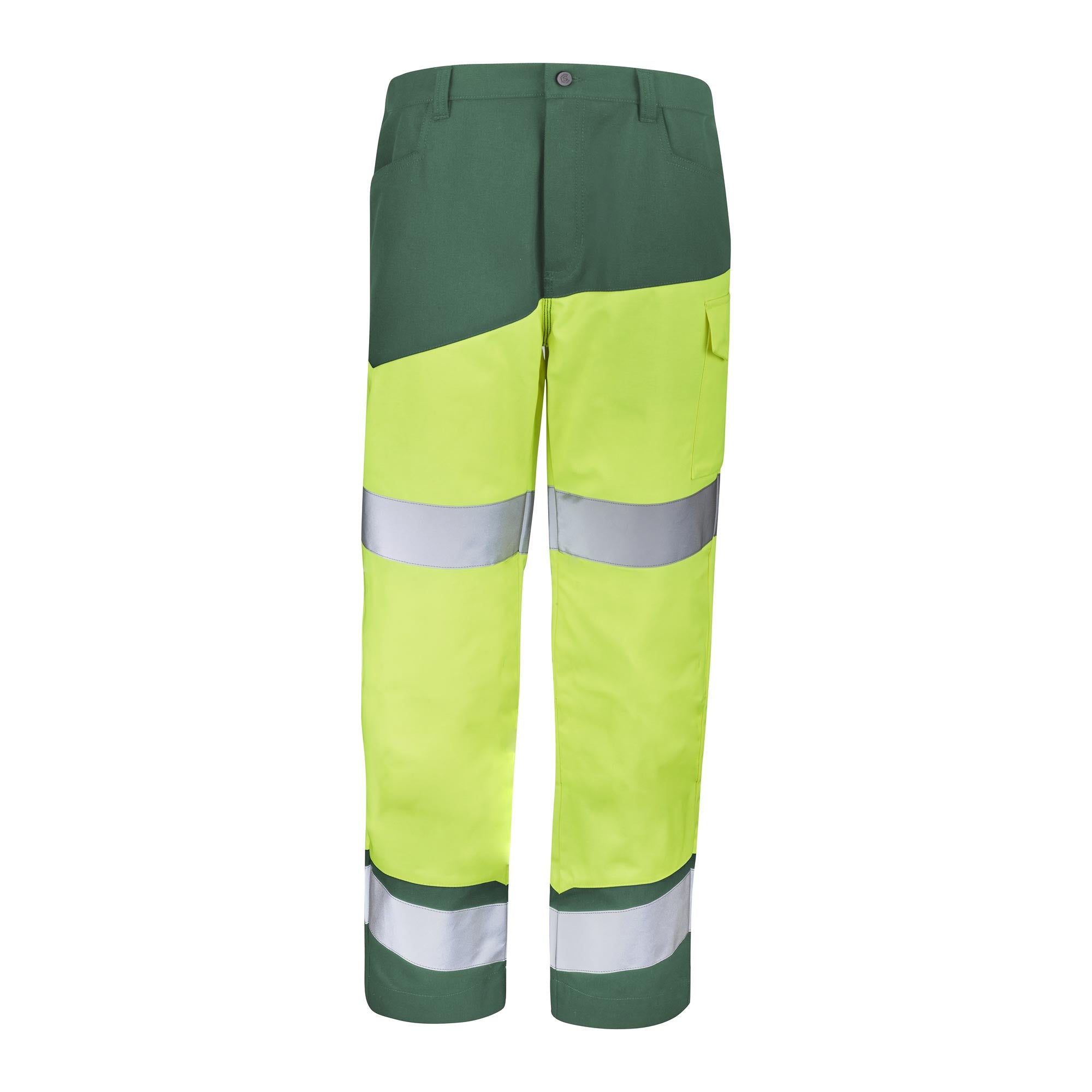 Pantalon FLUO SAFE XP Jaune Fluo / Vert Amazonie Haute Visibilité de la marque Cepovett Safety - Photo face