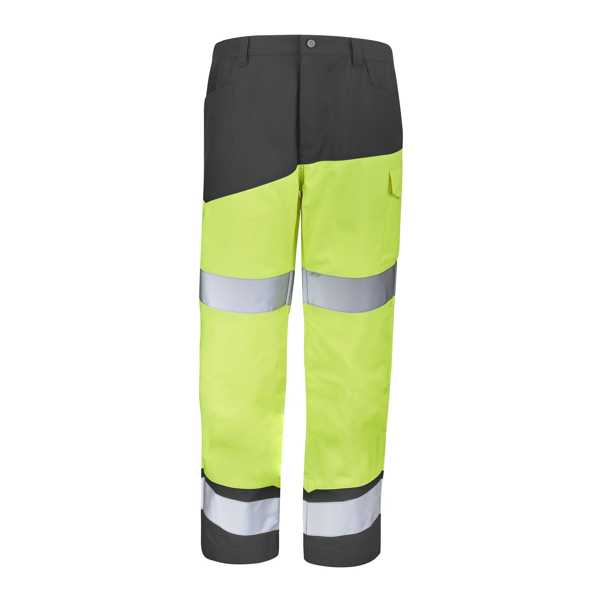 Pantalon FLUO SAFE XP Jaune Fluo / Gris Convoy Haute Visibilité de la marque Cepovett Safety - Photo face