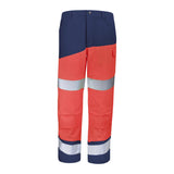 Pantalon poches genoux FLUO SAFE XP Rouge Fluo / Bleu Marine Haute Visibilité de la marque Cepovett Safety - Photo face