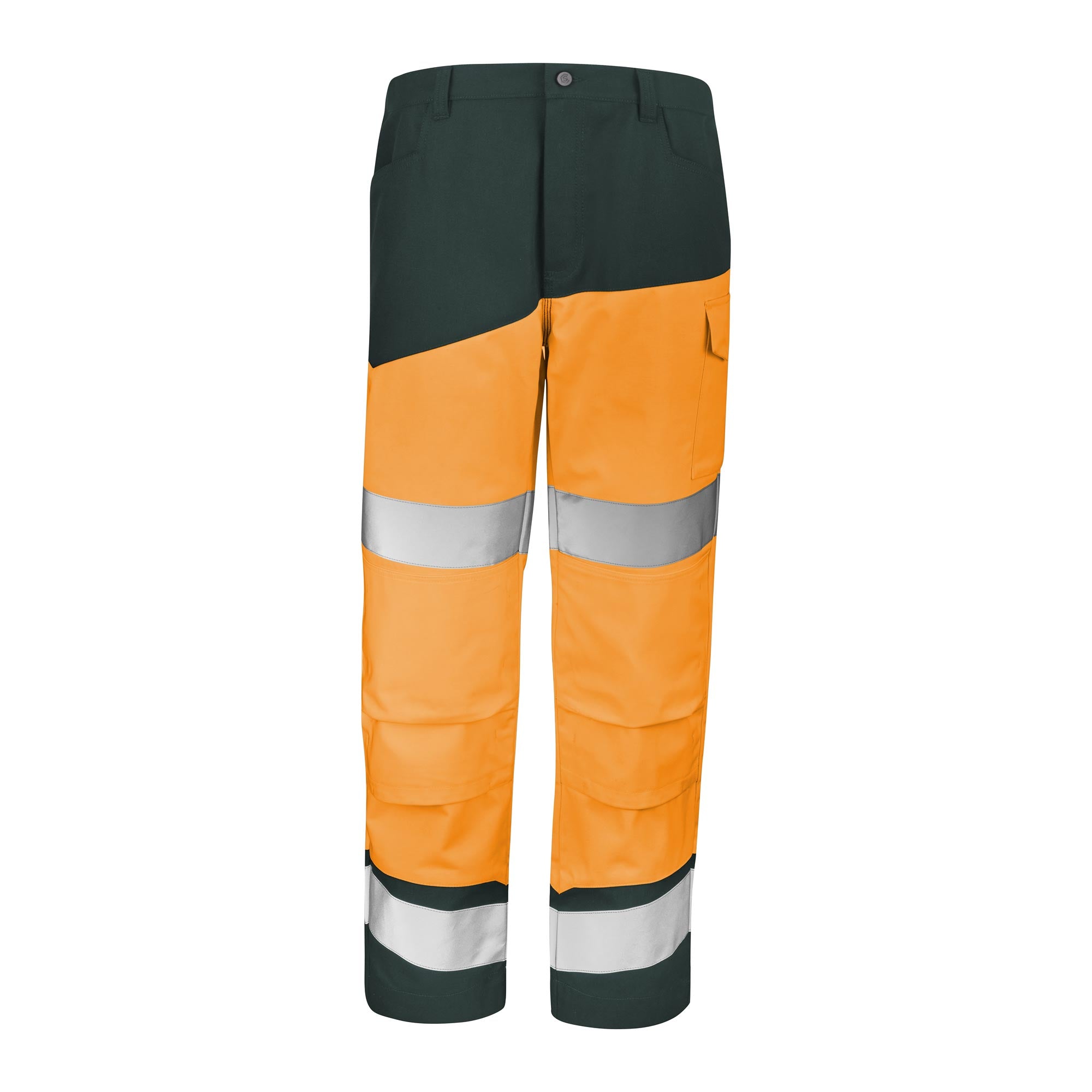 Pantalon poches genoux FLUO SAFE XP Orange Fluo / Vert US Haute Visibilité de la marque Cepovett Safety - Photo face