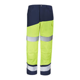 Pantalon poches genoux FLUO SAFE XP Jaune Fluo / Bleu Marine Haute Visibilité de la marque Cepovett Safety - Photo face
