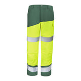 Pantalon poches genoux FLUO SAFE XP Jaune Fluo / Vert Amazonie Haute Visibilité de la marque Cepovett Safety - Photo face