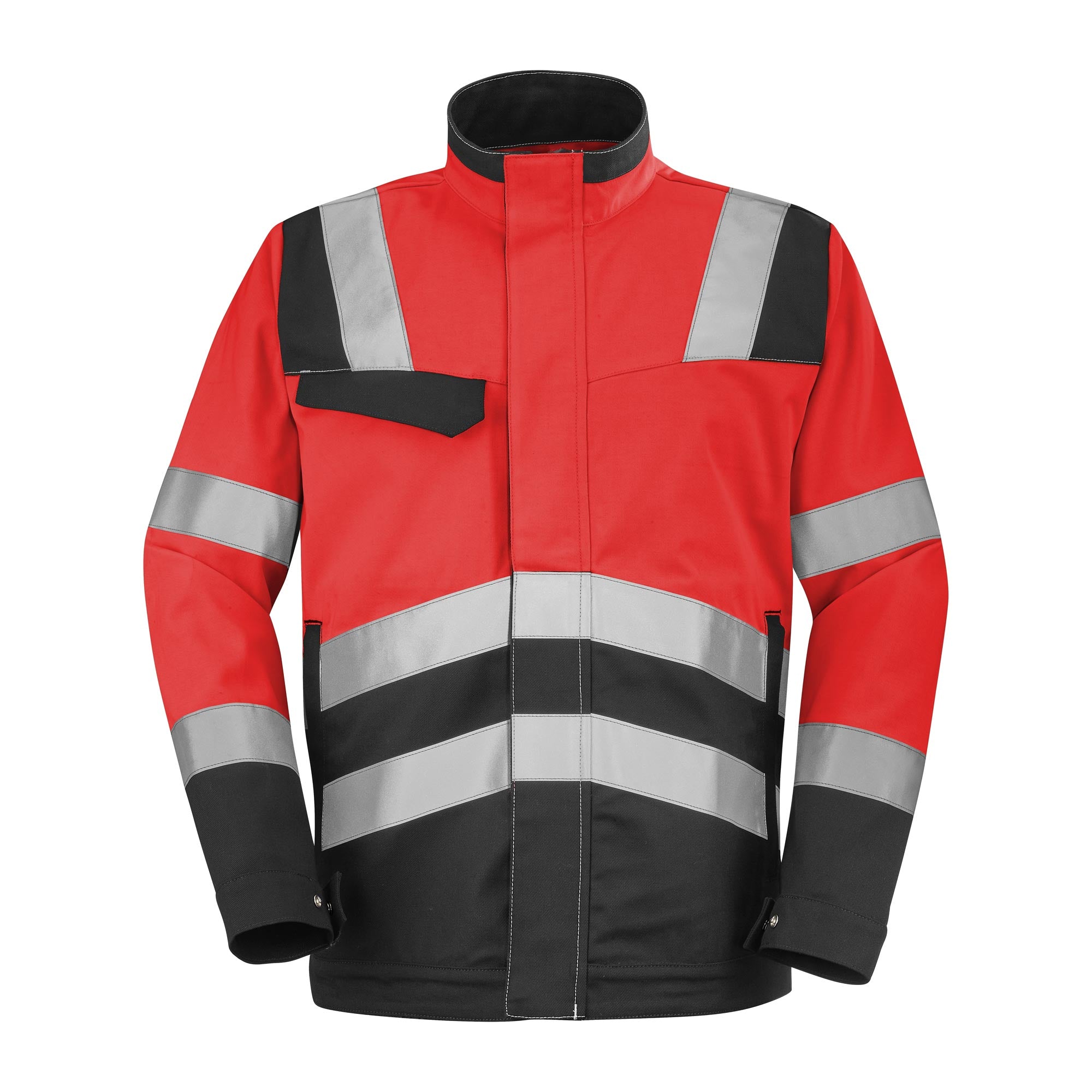 Blouson FLUO SAFE XP Rouge Fluo / Gris Convoy Haute Visibilité de la marque Cepovett Safety - Photo face