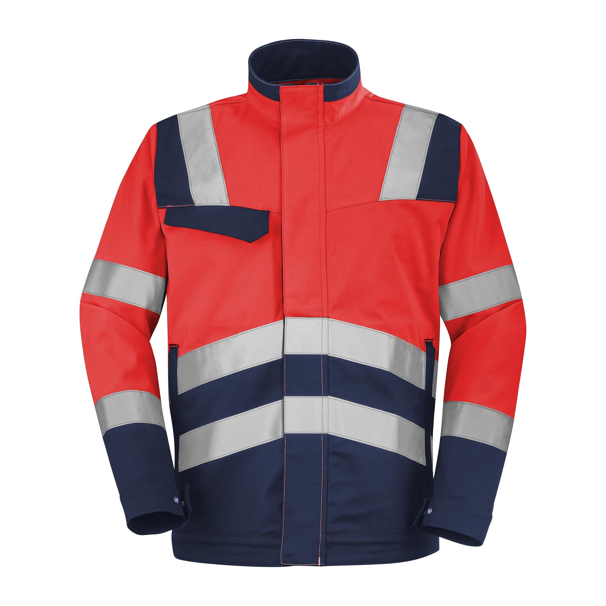 Blouson FLUO SAFE XP Rouge Fluo / Bleu Marine Haute Visibilité de la marque Cepovett Safety - Photo face