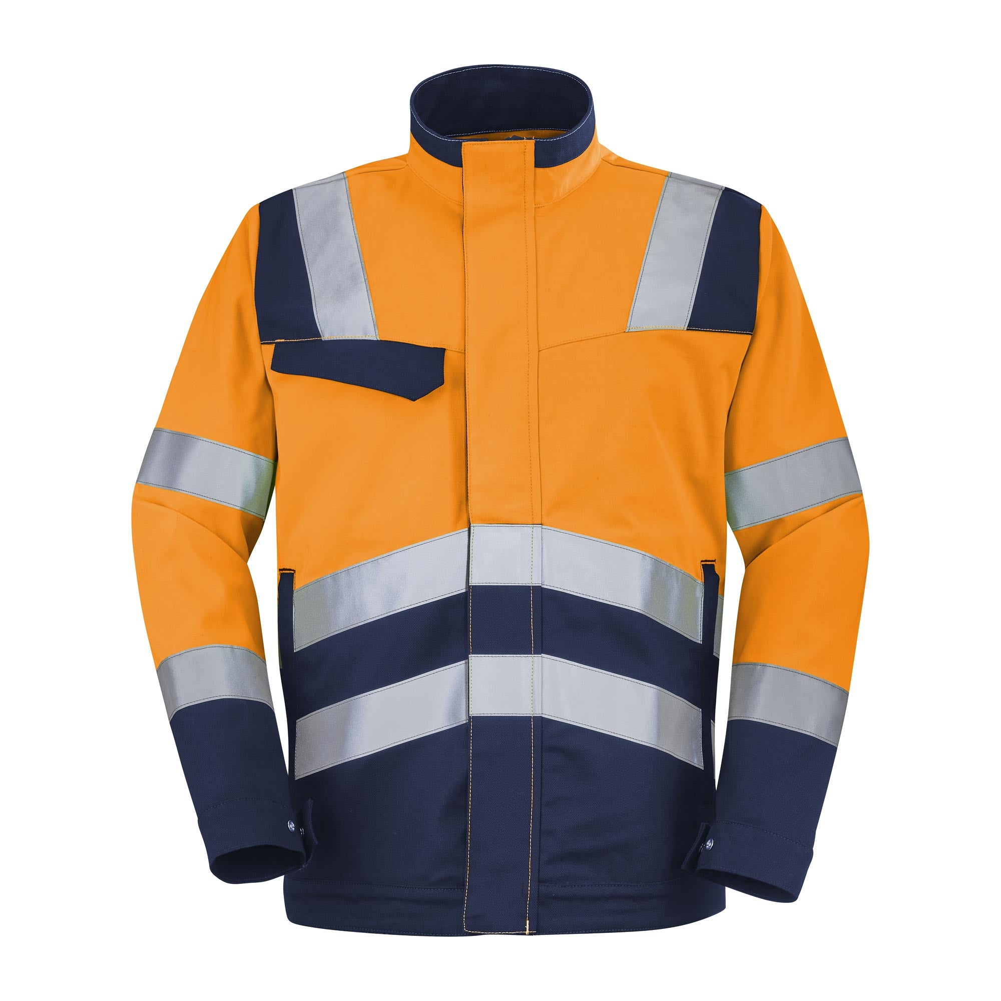 Blouson FLUO SAFE XP Orange Fluo / Bleu Marine Haute Visibilité de la marque Cepovett Safety - Photo face