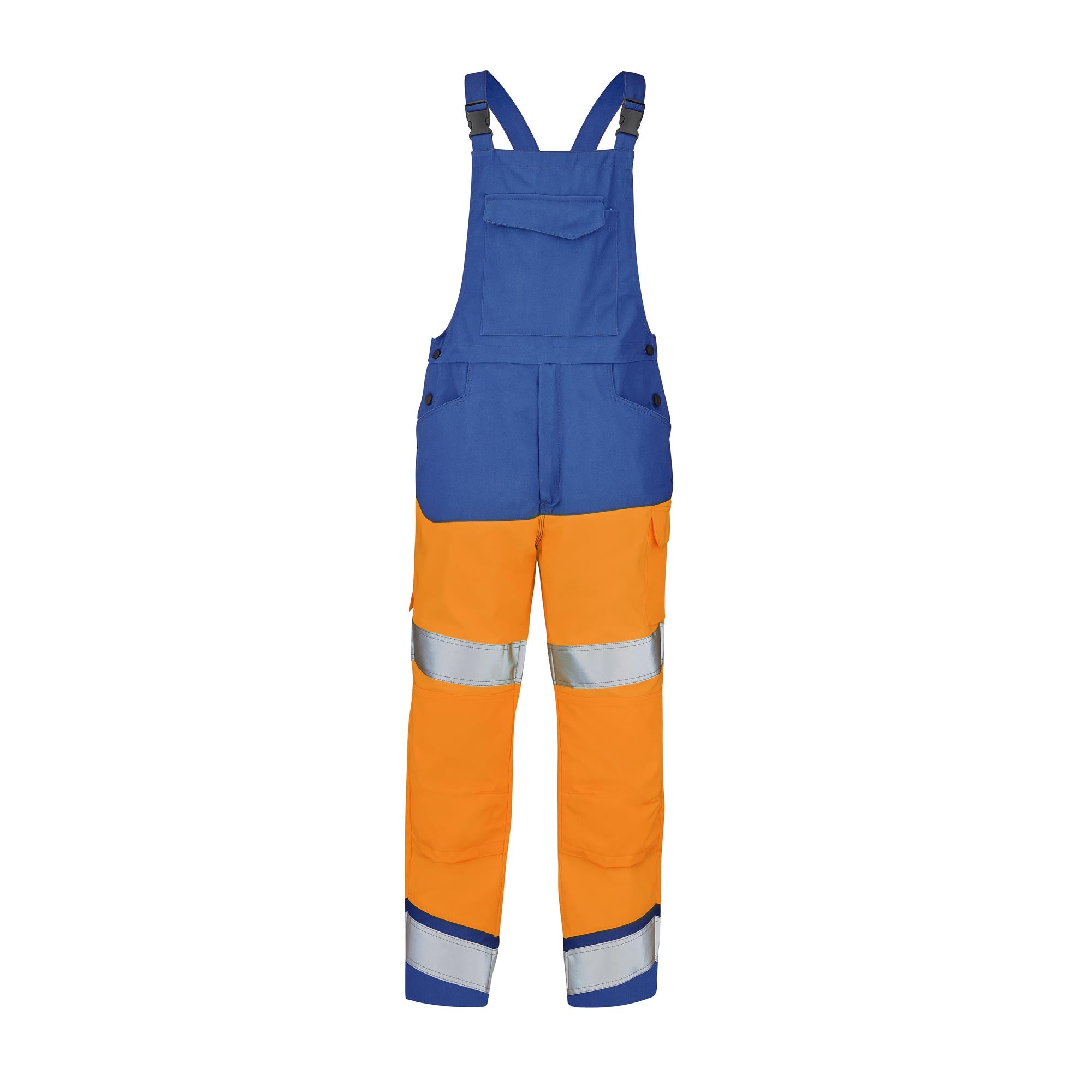 Cotte à bretelles FLUO SAFE XP Orange Fluo / Bleu Bugatti Haute Visibilité de la marque Cepovett Safety - Photo face