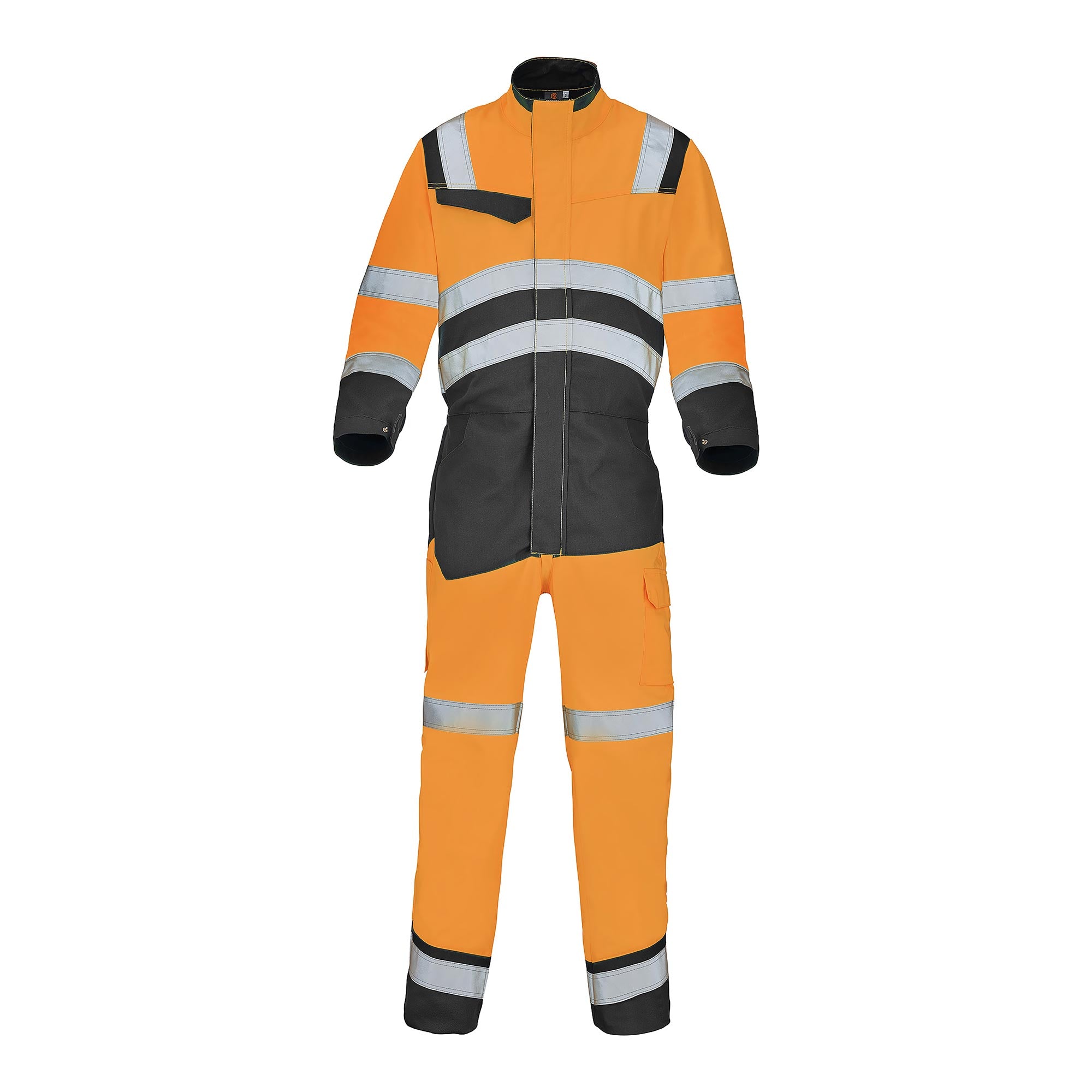 Combinaison 1 zip FLUO SAFE XP Orange Fluo / Gris Charcoal Haute Visibilité de la marque Cepovett Safety - Photo face