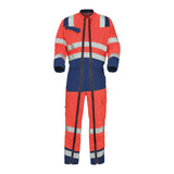 Combinaison 2 zip FLUO SAFE XP Rouge Fluo / Bleu Marine Haute Visibilité de la marque Cepovett Safety - Photo face