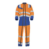Combinaison 2 zip FLUO SAFE XP Orange Fluo / Bleu Bugatti Haute Visibilité de la marque Cepovett Safety - Photo face