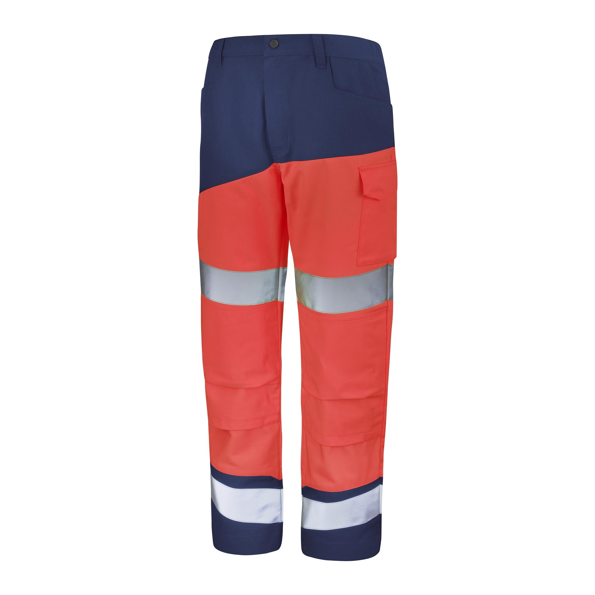 Pantalon poches genoux FLUO SAFE XP Rouge Fluo / Bleu Marine Haute Visibilité de la marque Cepovett Safety - Photo 3/4