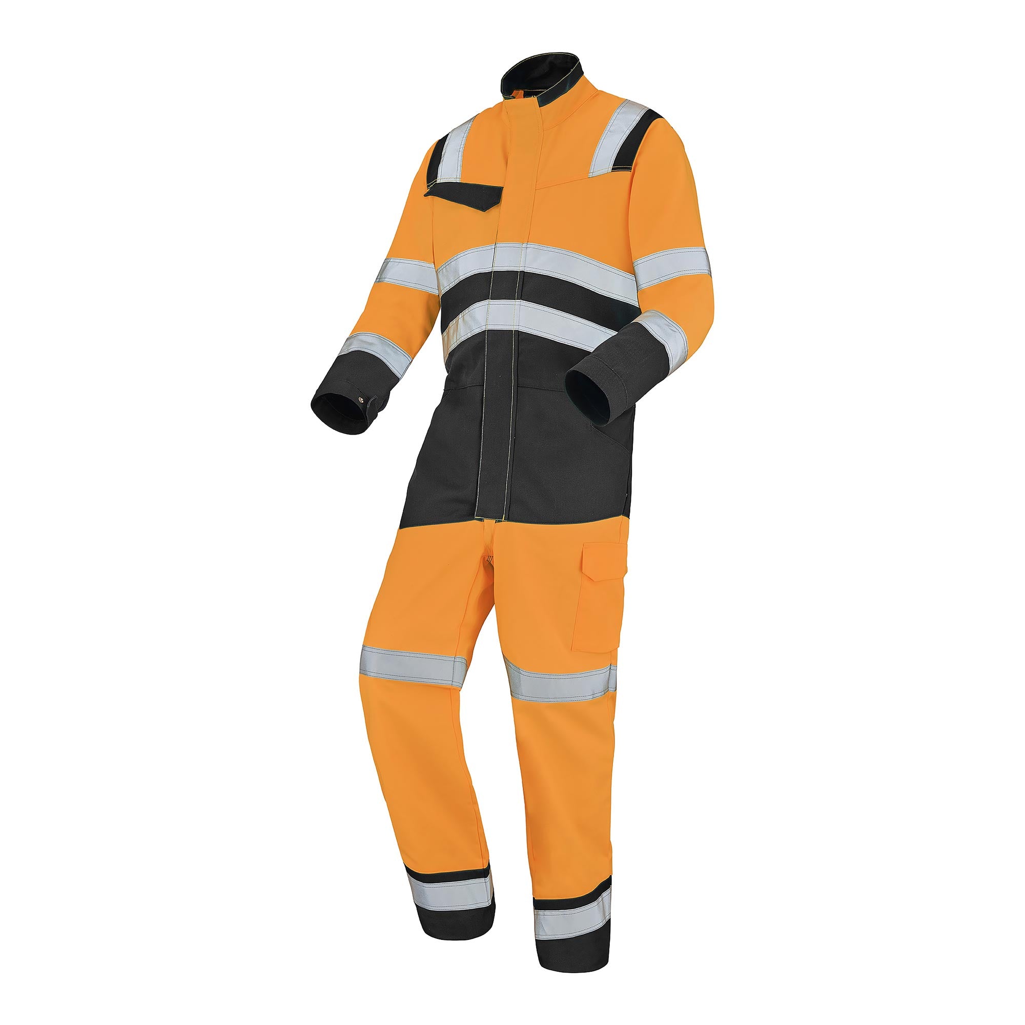 Combinaison 1 zip FLUO SAFE XP Orange Fluo / Gris Charcoal Haute Visibilité de la marque Cepovett Safety - Photo 3/4