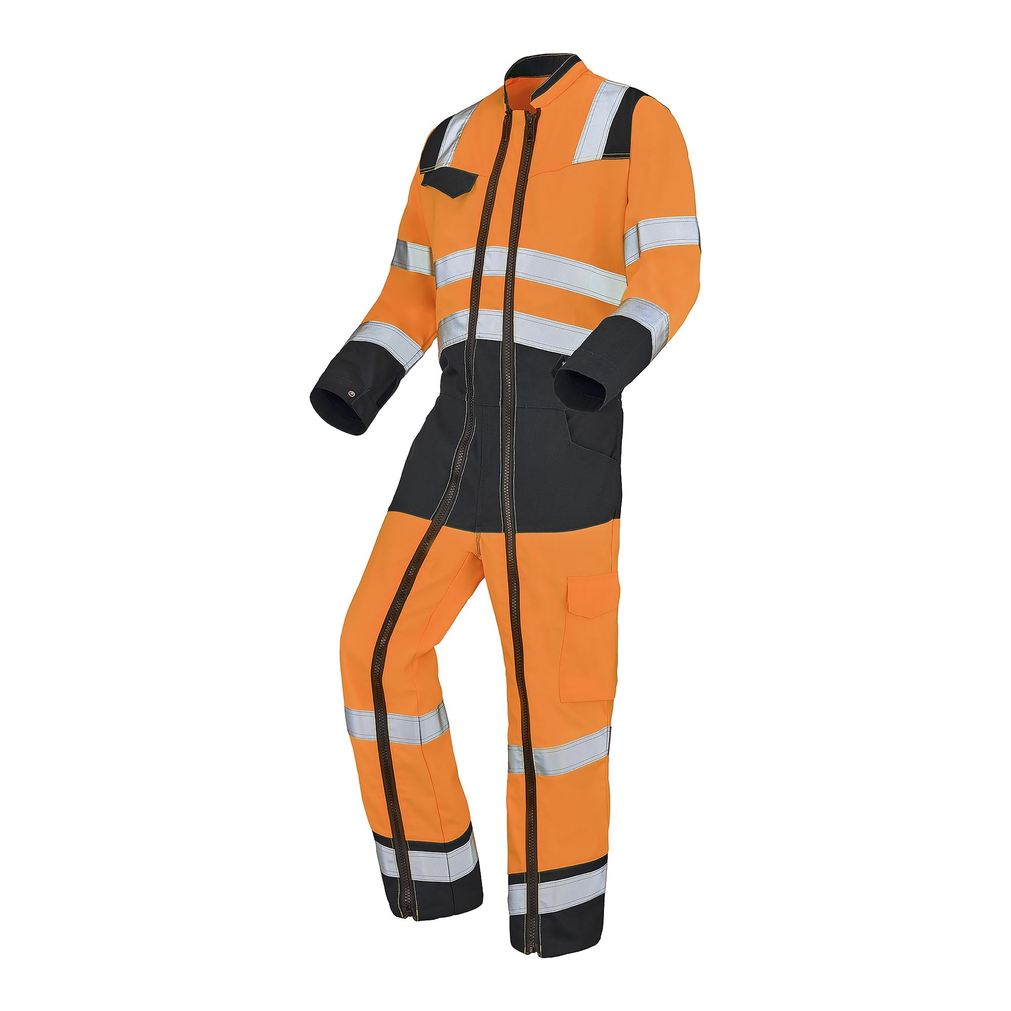 Combinaison 2 zip FLUO SAFE XP Orange Fluo / Gris Charcoal Haute Visibilité de la marque Cepovett Safety - Photo 3/4