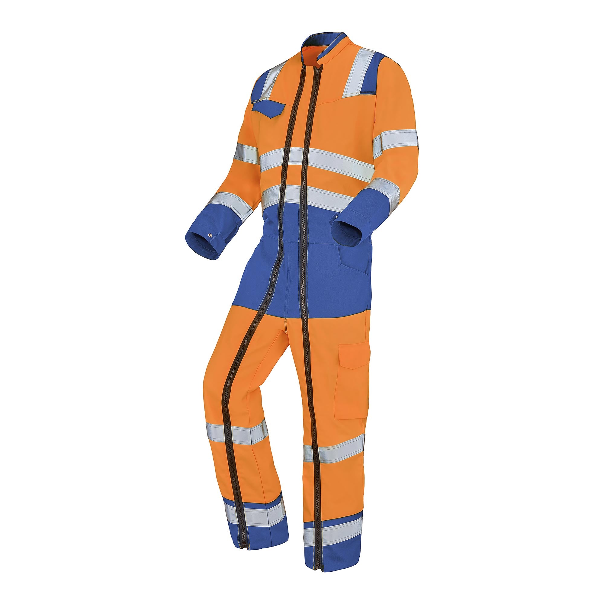 Combinaison 2 zip FLUO SAFE XP Orange Fluo / Bleu Bugatti Haute Visibilité de la marque Cepovett Safety - Photo 3/4