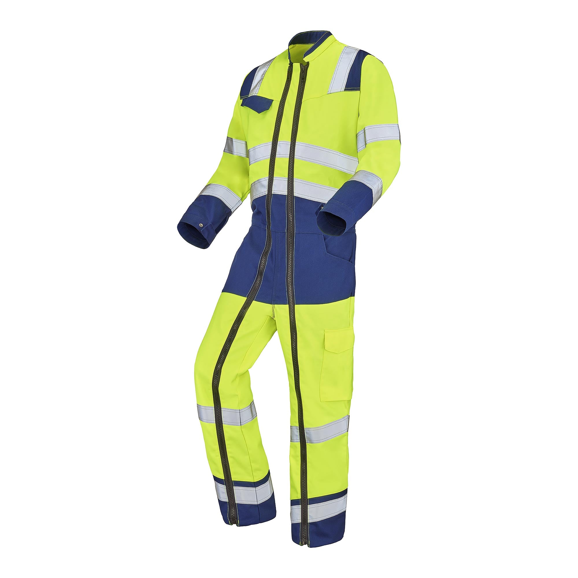 Combinaison 2 zip FLUO SAFE XP Jaune Fluo / Bleu Marine Haute Visibilité de la marque Cepovett Safety - Photo 3/4