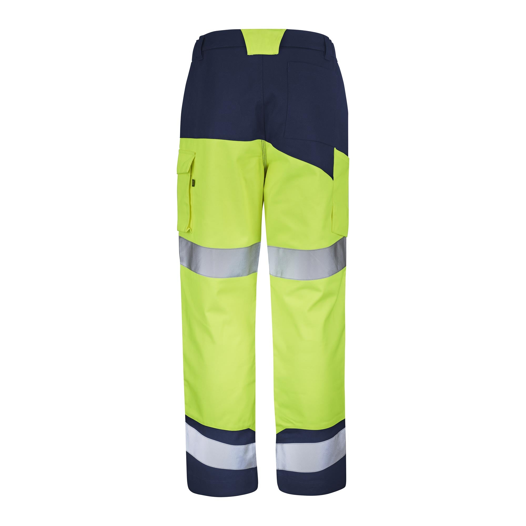 Pantalon poches genoux FLUO SAFE XP Jaune Fluo / Bleu Marine Haute Visibilité de la marque Cepovett Safety - Photo dos