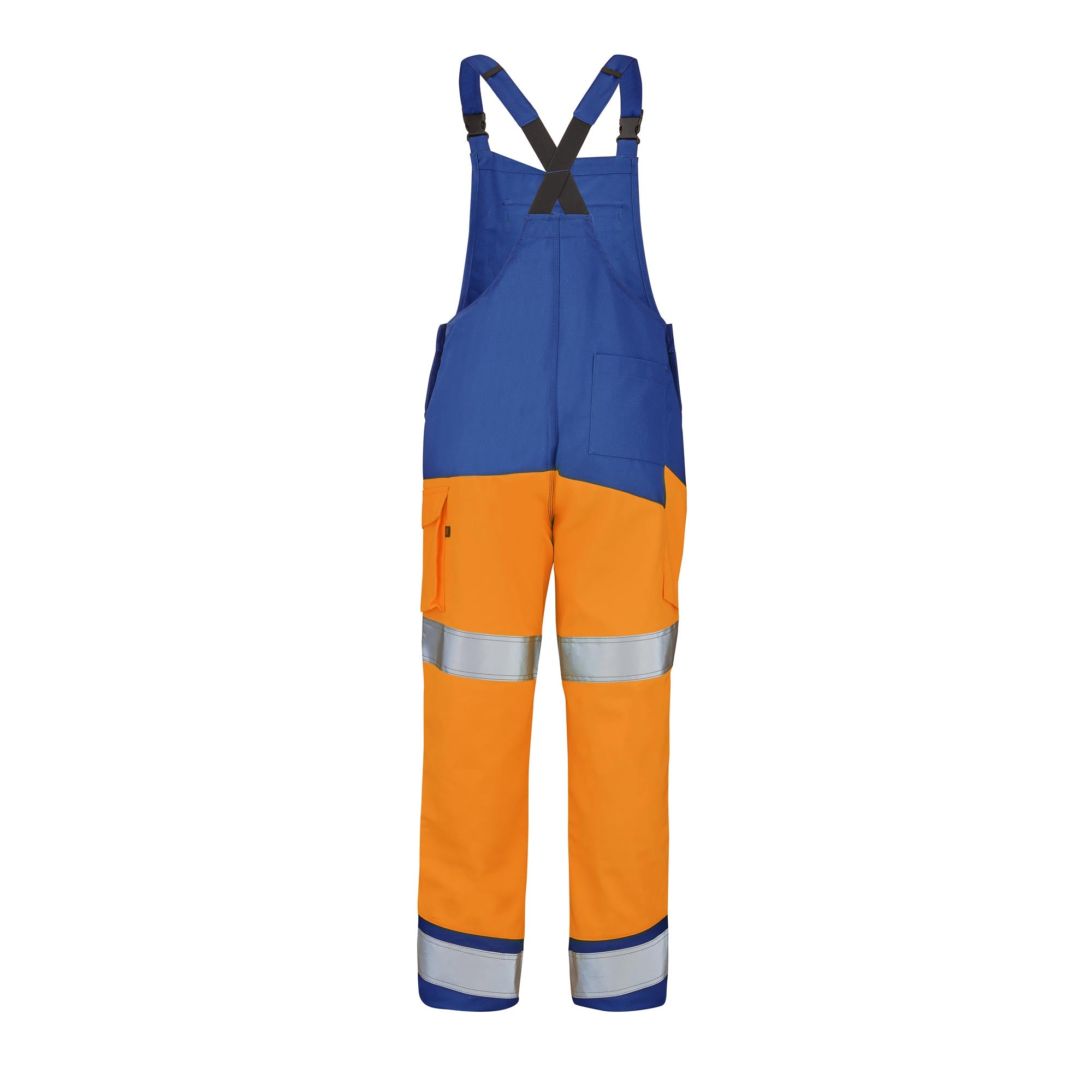 Cotte à bretelles FLUO SAFE XP Orange Fluo / Bleu Bugatti Haute Visibilité de la marque Cepovett Safety - Photo dos