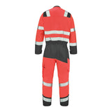 Combinaison 2 zip FLUO SAFE XP Rouge Fluo / Gris Convoy Haute Visibilité de la marque Cepovett Safety - Photo dos